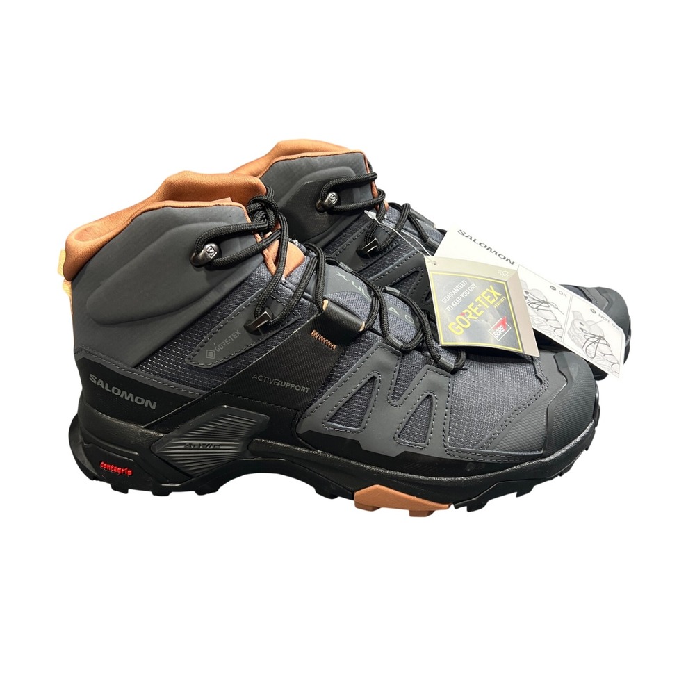 NWT Salomon X Ultra 4 Women 9.5 Gore Tex Mid Hiking Boots Gray Orange Waterproof